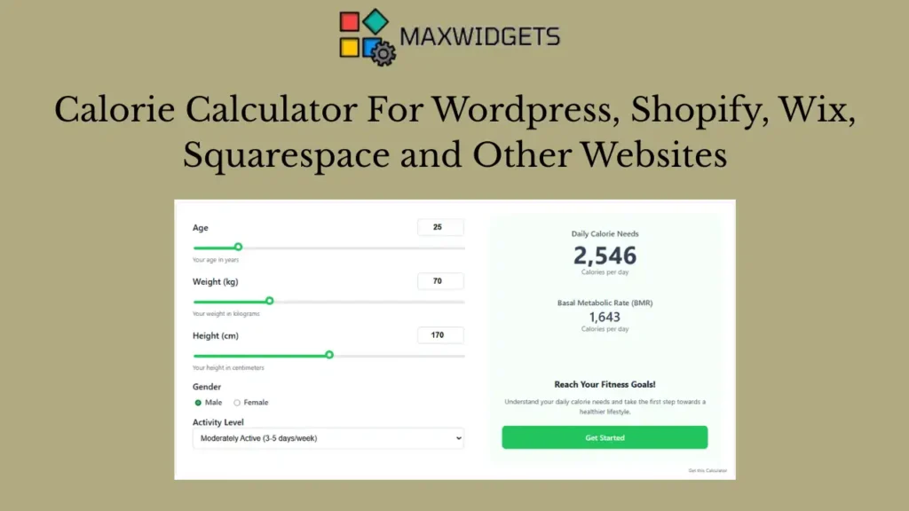 Calorie Calculator Widget For WordPress and Other Websites
