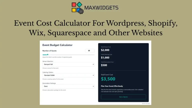 Event Cost Calculator Widget For WordPress and Other Websites