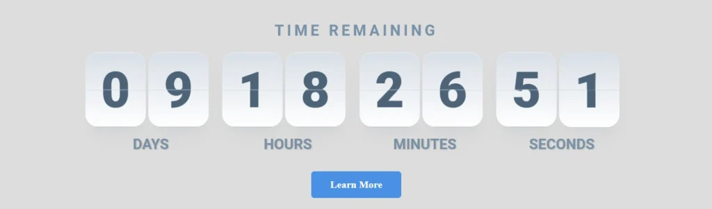 Flip Countdown Timer Widget For Wordpress, Shopify and Other Websites (Style 2)