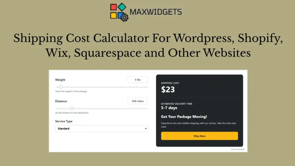Free Shipping Cost Calculator Widget For WordPress and Other Websites