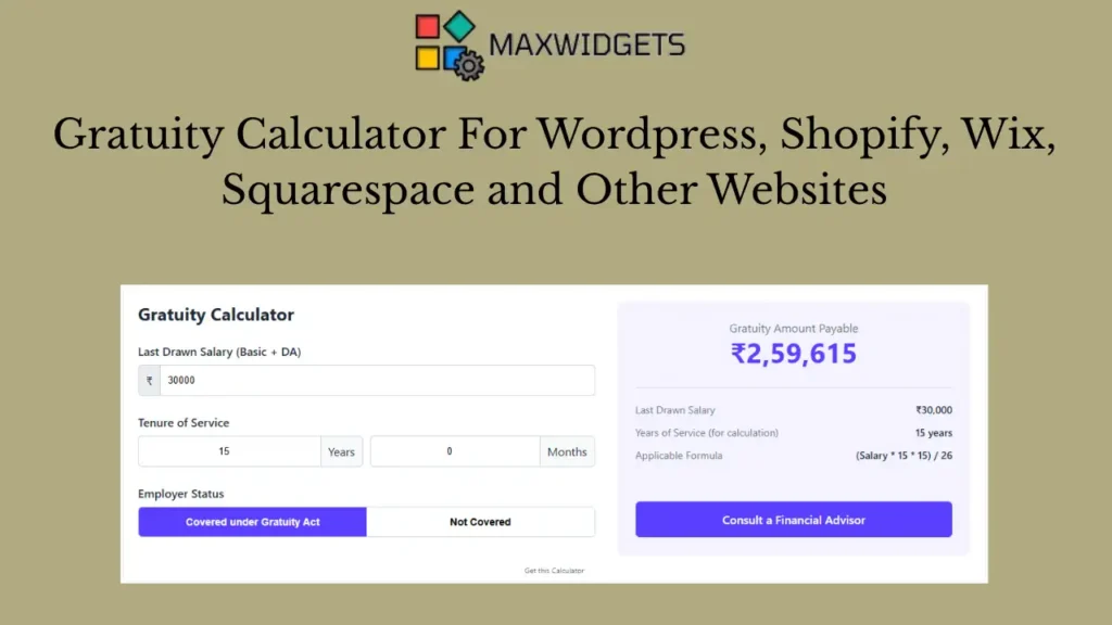 Gratuity Calculator Widget For WordPress and Other Websites