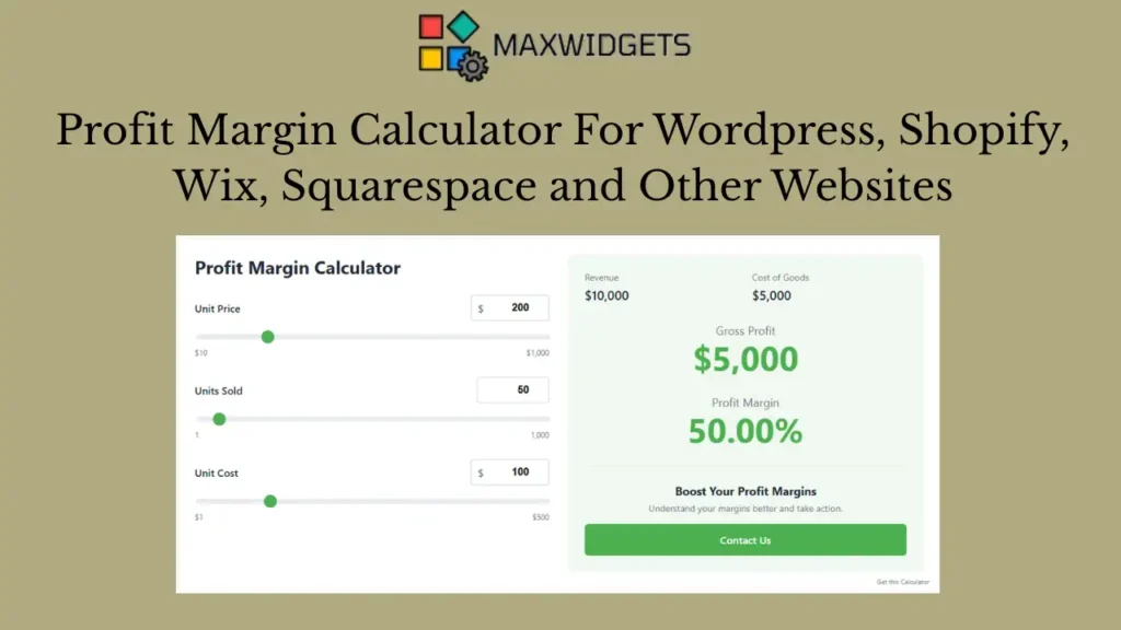 Profit Margin Calculator For WordPress & Other Websites
