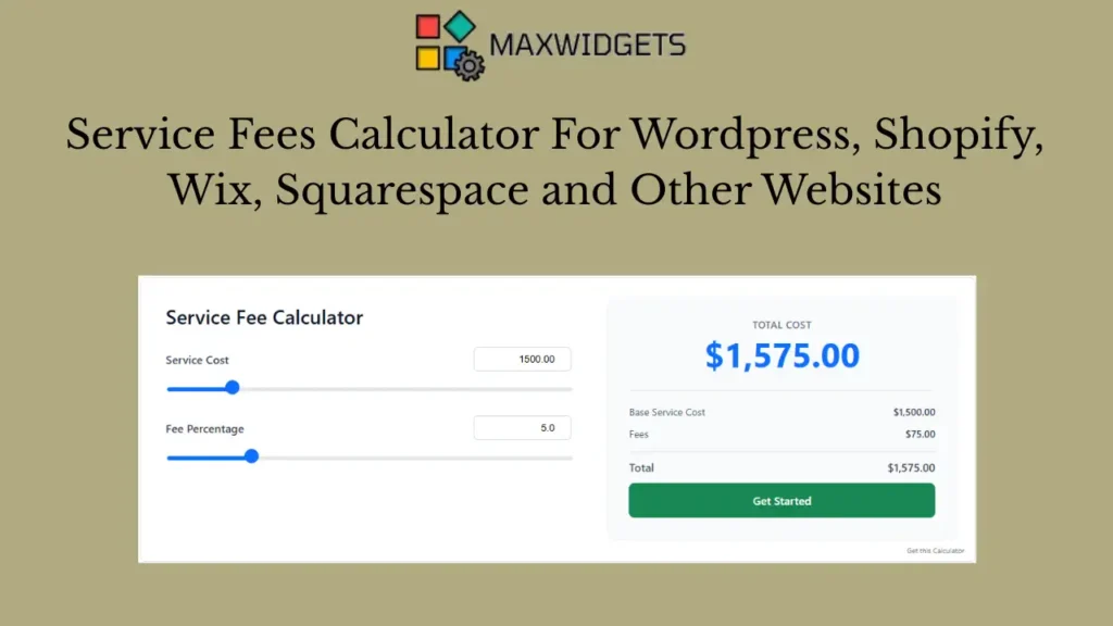 Service Fees Calculator Widget For WordPress and Other Websites
