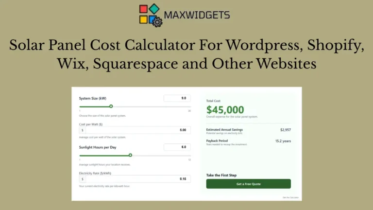 Solar Panel Calculator Widget For WordPress and Other Websites