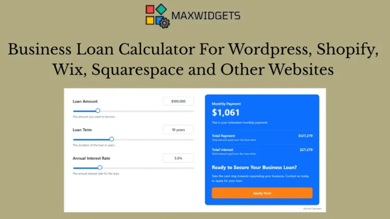 Business Loan Calculator For WordPress, Shopify and Other Websites