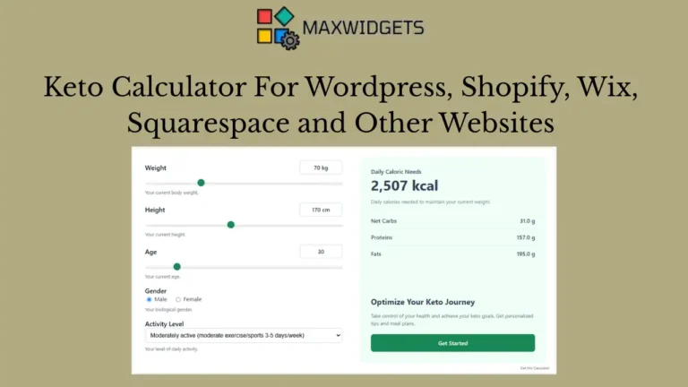 Keto Calculator For WordPress, Shopify and Other Websites