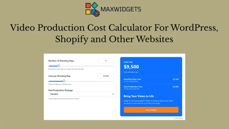 Video Production Cost Calculator For WordPress, Shopify and Other Websites